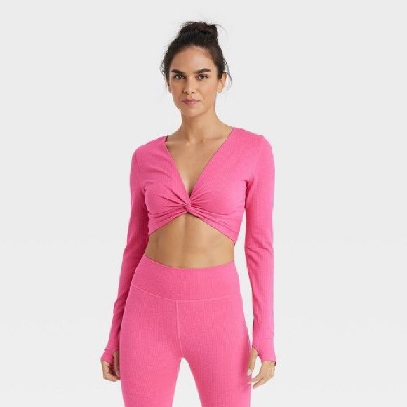 NWT! JoyLab Wear 2 Ways Long Sleeve Crop Top - Picture 2 of 9
